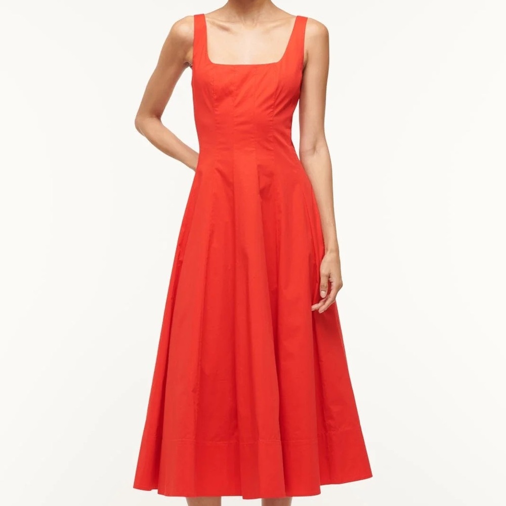 NWT Staud Wells Midi Dress Red Rose